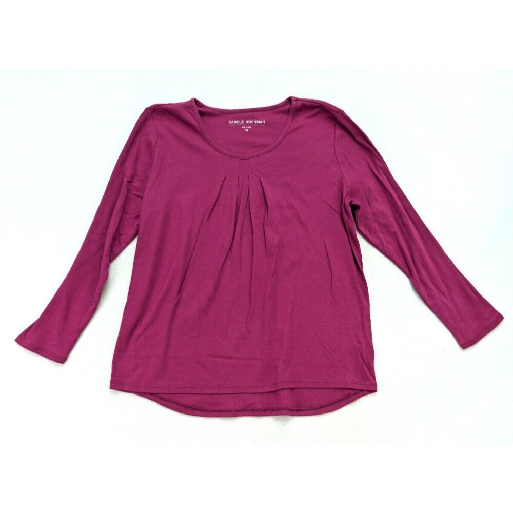 Carolw Hochman Women's T-Shirt Size PM Fuchsia Purple Long Sleeve Solid